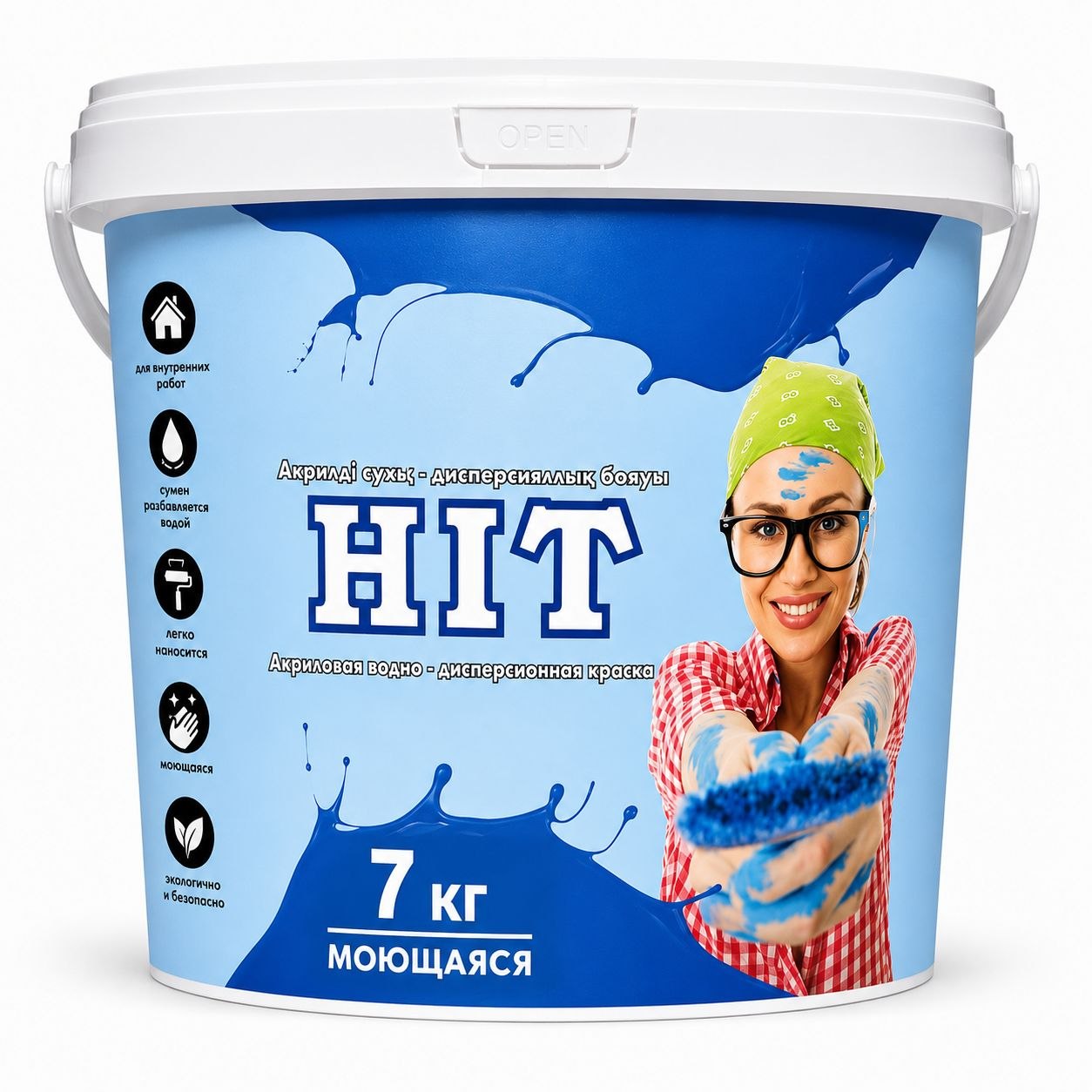 Краска водно-дисперсионная акриловая HIT моющаяся 7кг
